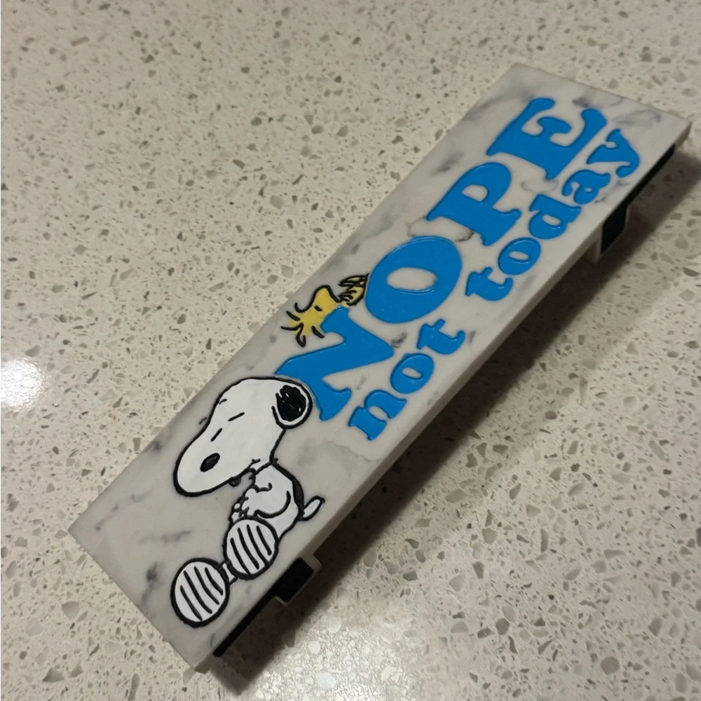 Peanuts Snoopy and Noodstock Sleeping “NOPE Not Today”Desk Sign 8x3